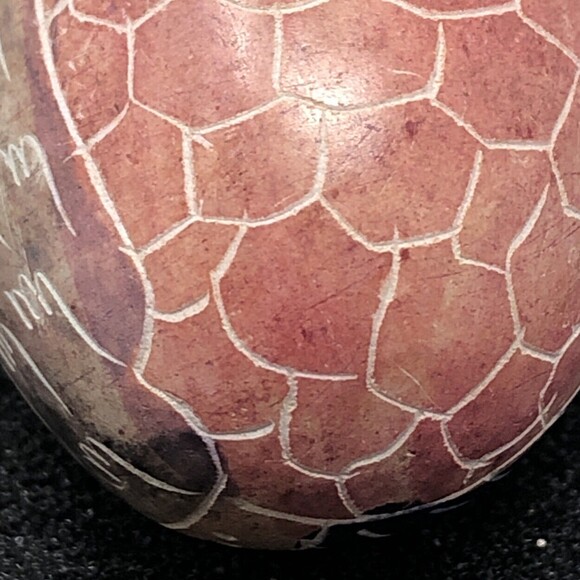 Handcrafted Kenya Pink Black Soapstone Egg Hand Carved & Painted - Picture 9 of 9